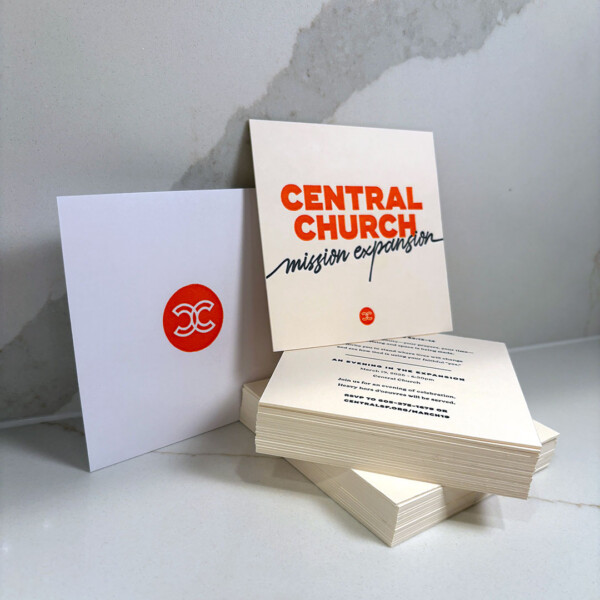 Central Church letterpress event invitations